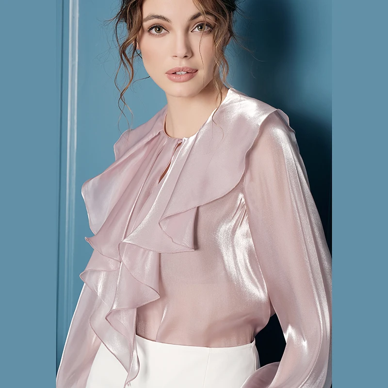 Оригинальные модные платья для офиса женская блузка с оборками и