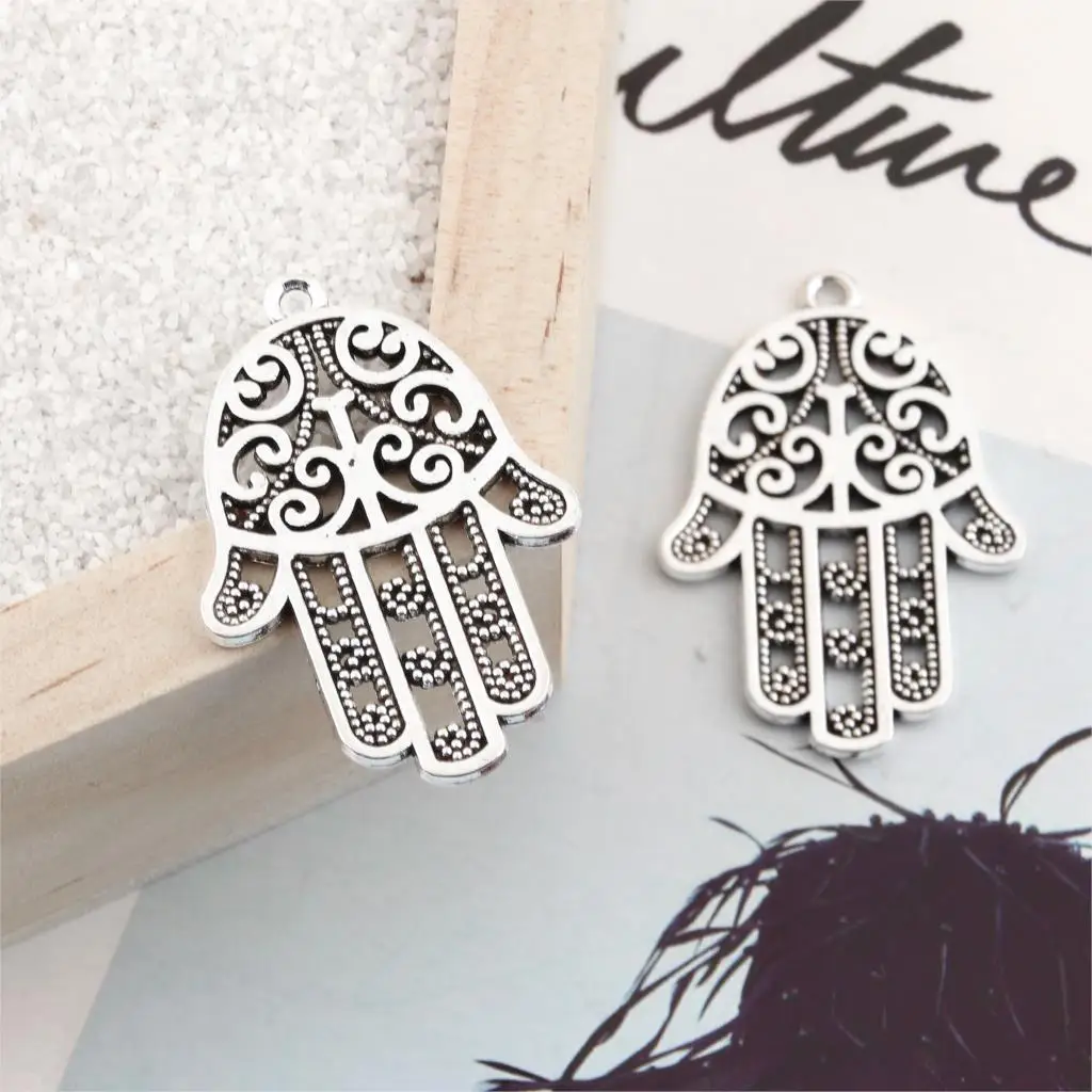 5 шт Серебряный цвет большая ладонь амулеты Хамса ручная подвеска сделай сам