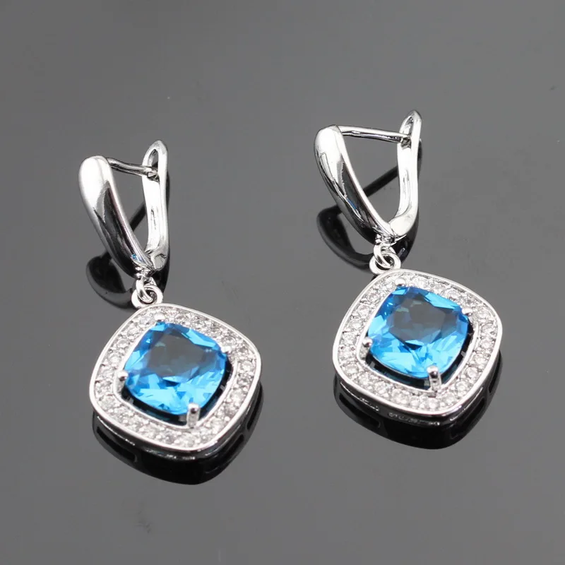 Светильник голубой розовый белый Фианит серебро серьги ювелирные изделия для