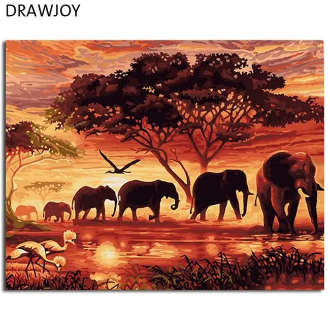as picture DRAWJOY Drop Shipping Framed Pictures DIY Oil Painting By Numbers Home Decor On Canvas Wall Art For Living Room 40*50cm - Цвет: as picture