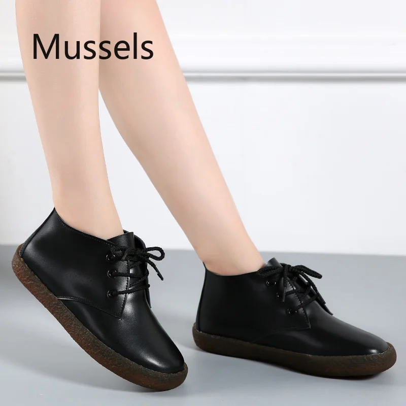 2019 spring Autumn Solid Soft Genuine Leather Rubber Casual Non Slip Comfortable Bottom Women Leisure Shoes plus size 35-43 | Обувь