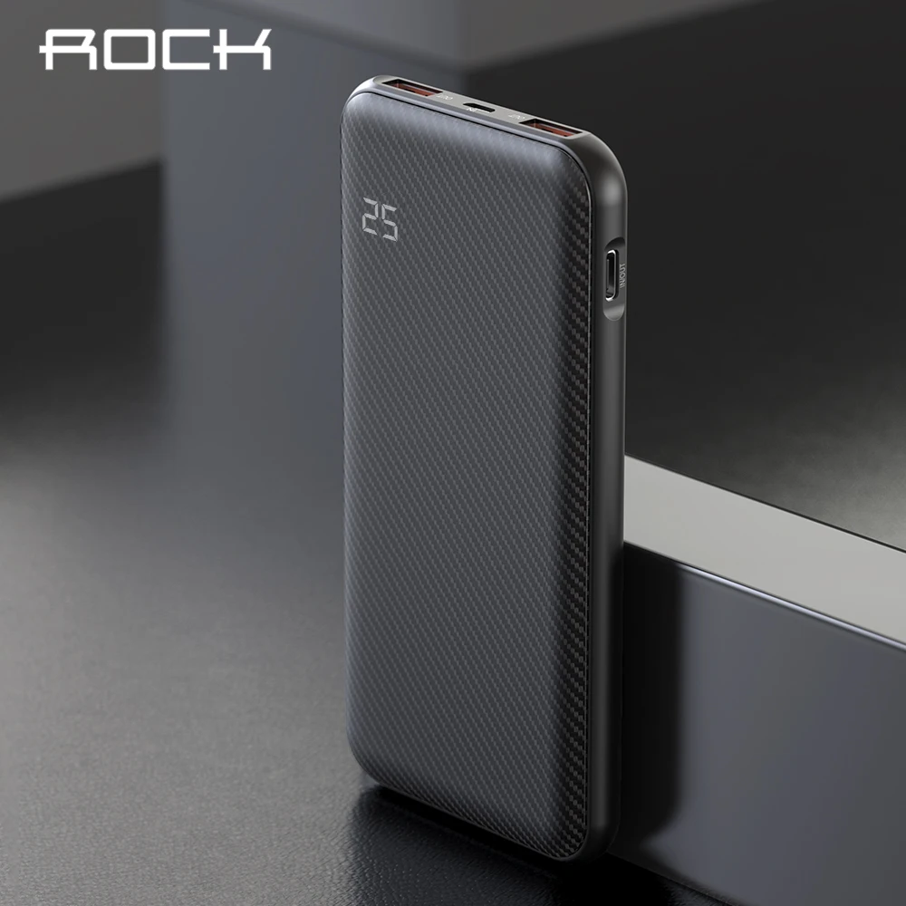 ROCK power Bank 10000 мАч Тип C PD Быстрая зарядка 3 0 USB внешний аккумулятор для iPhone samsung