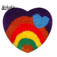 Diy knitting needle for carpet embroidery handwerken knooppakket heart pattern floor mat diy tapijt latch hook kits rug cushion