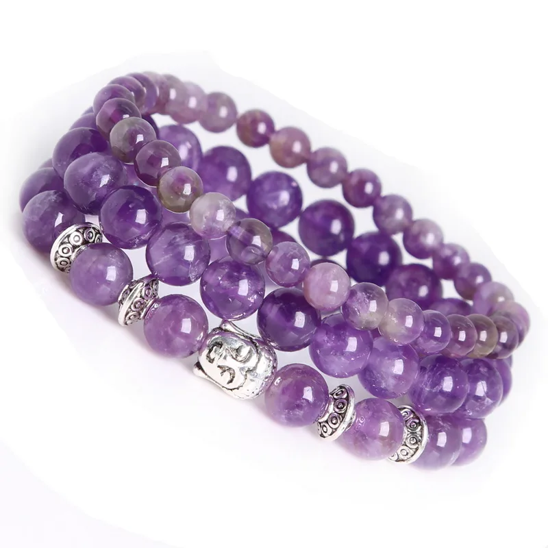 3 шт./компл. Будда из натурального камня бусы браслет агата Jadee Amethys Rose Quartzz