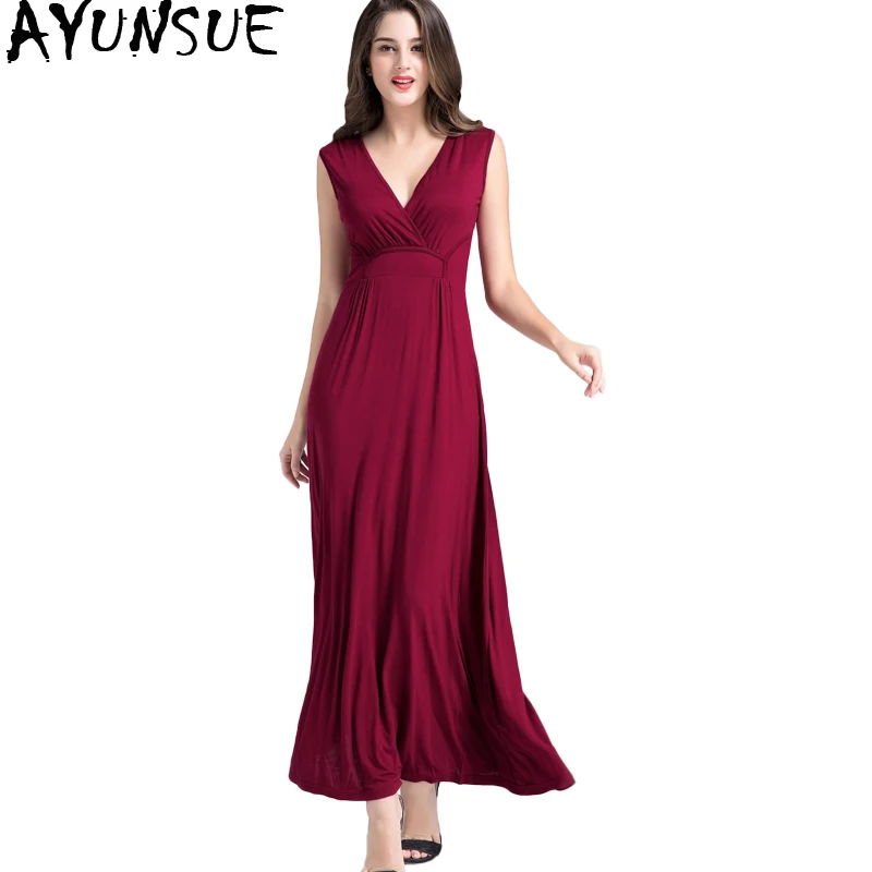 AYUNSUE длинное платье в стиле бохо Макси-Платье Vestidos Verano 2019 вечерние платья для