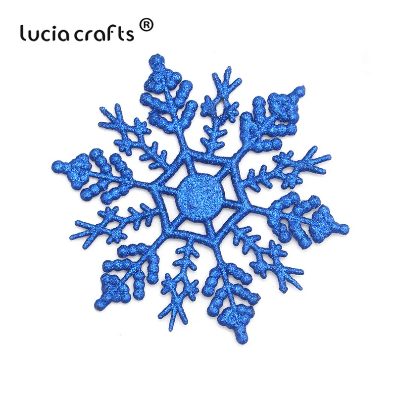 Lucia Crafts 2шт/8 шт пластиковые снежинки Рождественская елка кулон Рождественский орнамент DIY художественные вечерние украшения для дома и нового года H0215 - Цвет: Royal blue  2pcs