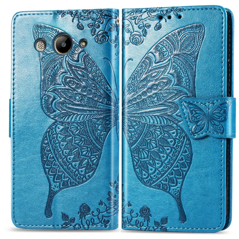 Light Blue 3D бабочка чехол-портмоне с откидной крышкой для Huawei Y3 чехол из мягкого силикона с принтом кожаный чехол для Huawei Y3 CRO-L22 CRO-L02 CRO-L03 чехол - Цвет: Light Blue