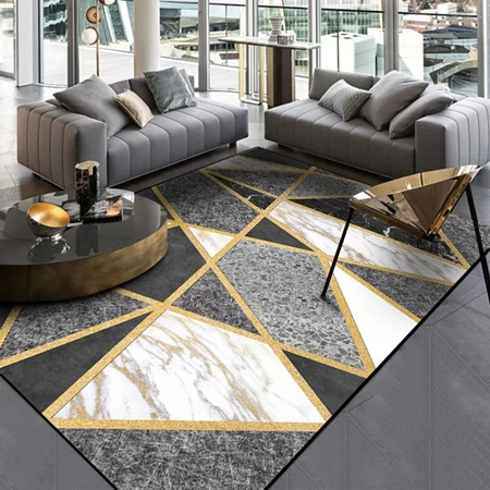 Carpet1 Ковер в скандинавском стиле с геометрическим рисунком золотистого и серого цвета, большой размер для гостиной, спальни, чайного стола, коврики и ковры, прямоугольный Противоскользящий коврик - Цвет: Carpet1