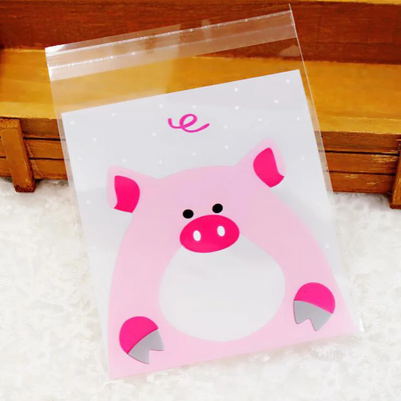 Hot 100Pcs Cute Cartoon Citten Owl Squirrel Pig Pattern Plastic DIY Cookie Packaging Bags Wedding Gifts Candy Snack Food | Дом и сад
