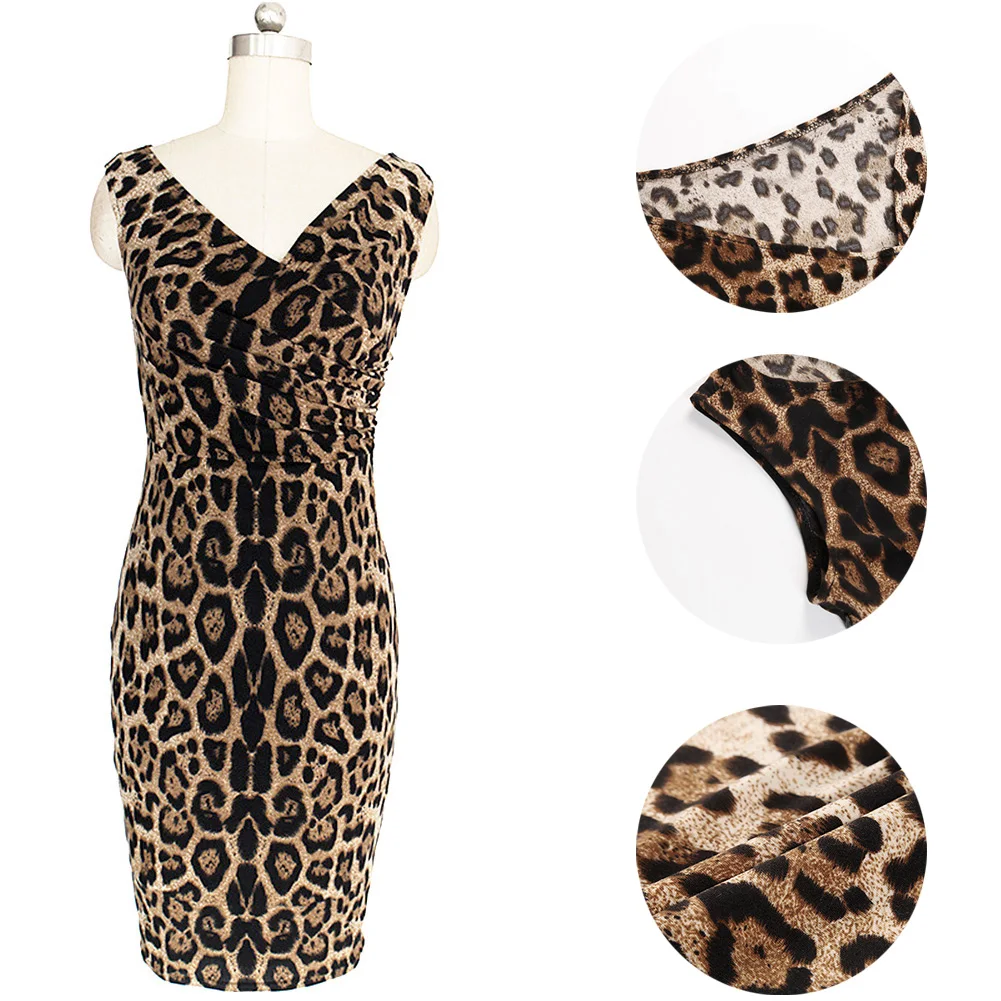 На лето и весну Для женщин Bodycon платье с леопардовым принтом для девочек