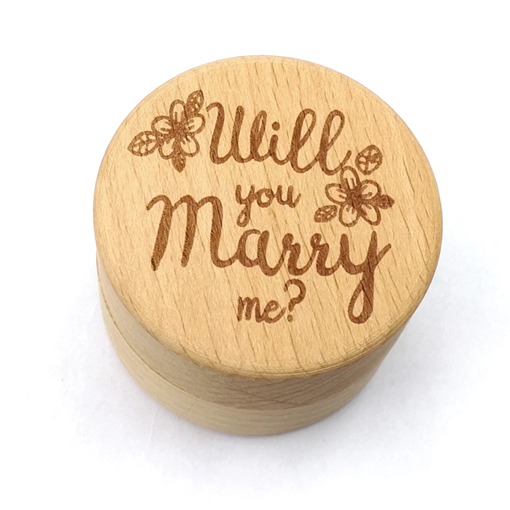 Will You Marry Me Деревянная коробка для колец, персонализированная деревенская коробка для обручальных колец с изящным узором букв для колец, сережек, ожерелья, ювелирных изделий, подарки - Цвет: Will You Marry Me