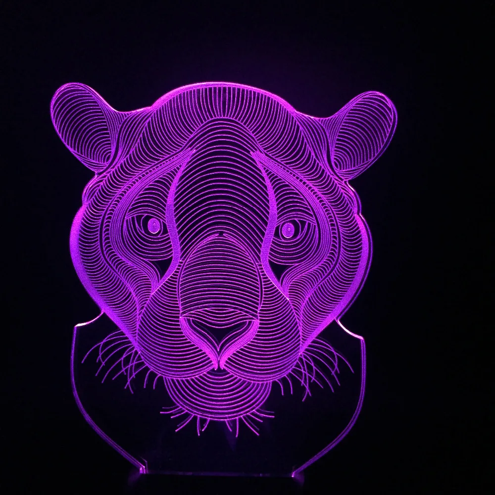 Luminarias 3D дикий зверь Мужской Лев 7 видов цветов сменная USB Сенсорная вспышка для