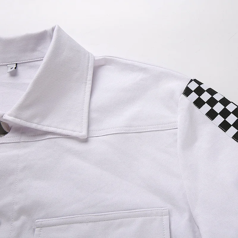 Женская джинсовая куртка Vangull белая повседневная короткая из денима на осень 2019 |