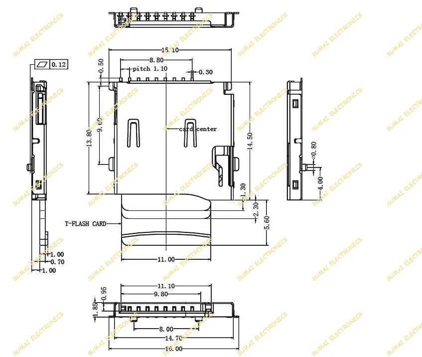 Позолоченный держатель карты Micro SD 250 шт./лот разъем наконечник типа пуш для пайки