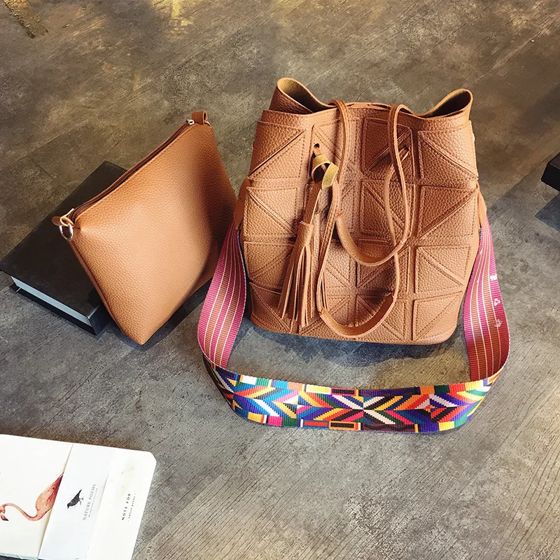 2 шт./компл. модные женские кожаные сумки мессенджеры на плечо цветные ремне с