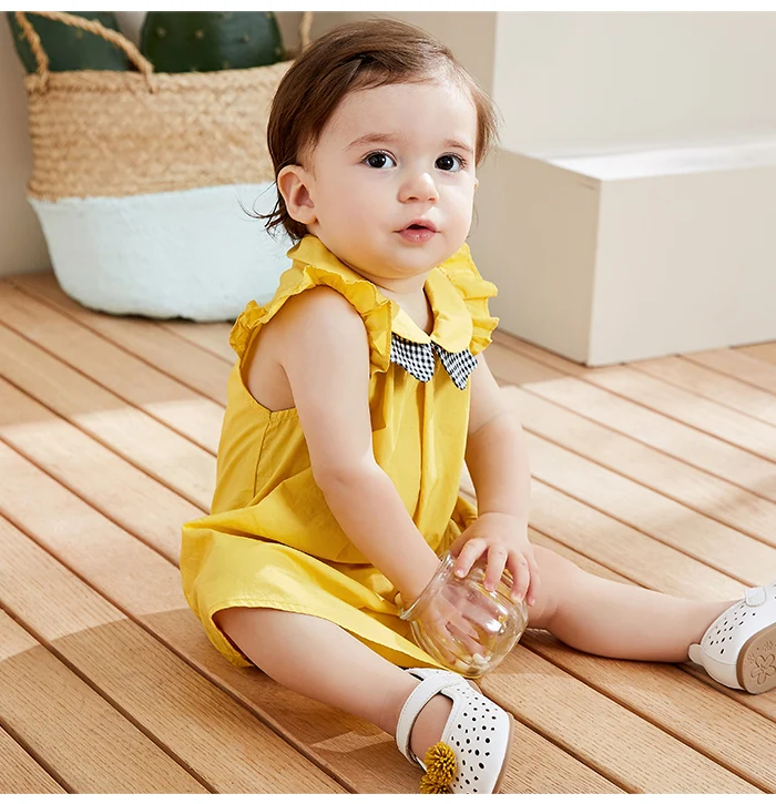 Мини-платье для девочек balabababy; Новинка г.; летнее хлопковое свободное платье без рукавов в школьном стиле; милые платья для новорожденных; одежда для детей