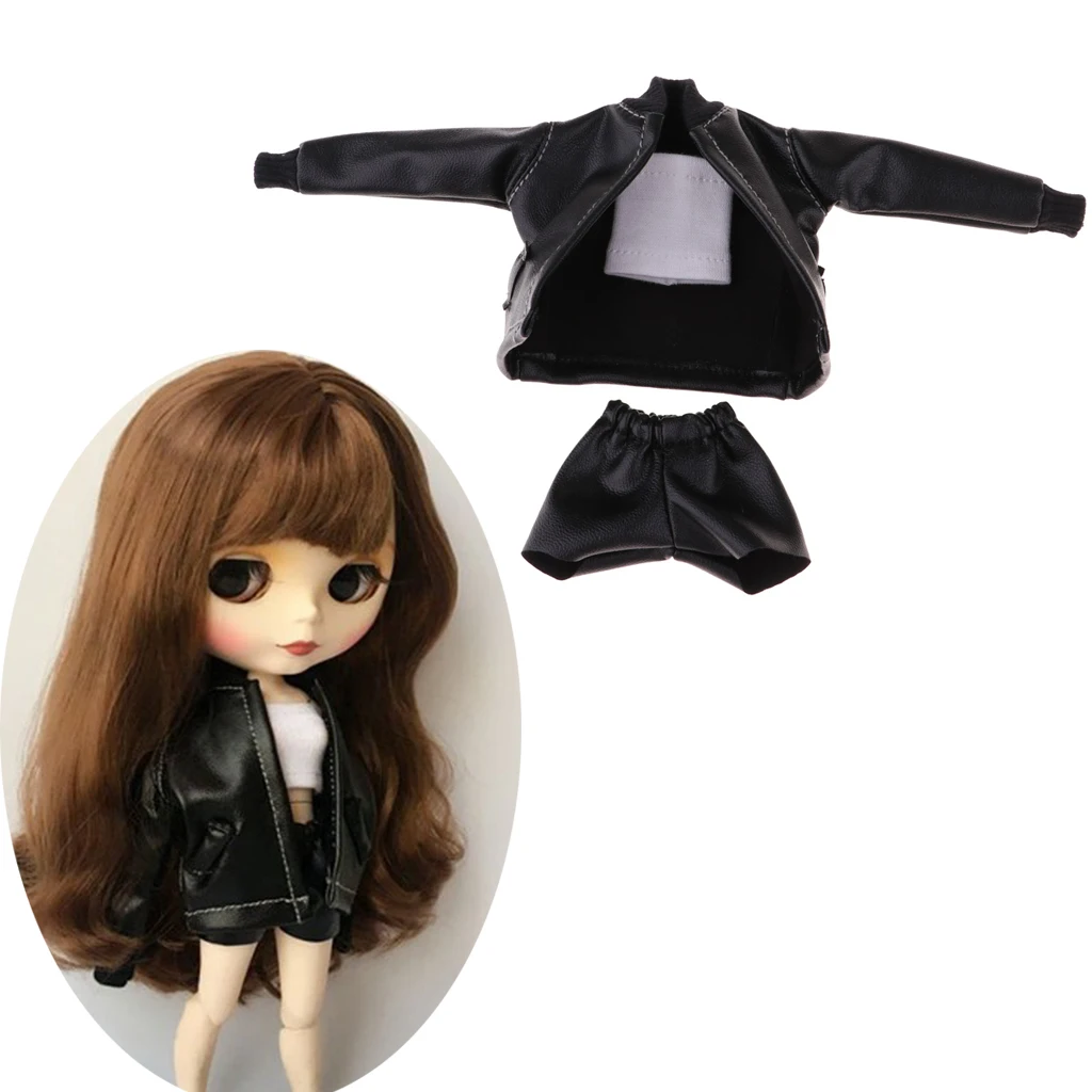 12 дюймов куклы одежда PU кожаная куртка шорты брюки жилет для Blythe Azone Вечерние