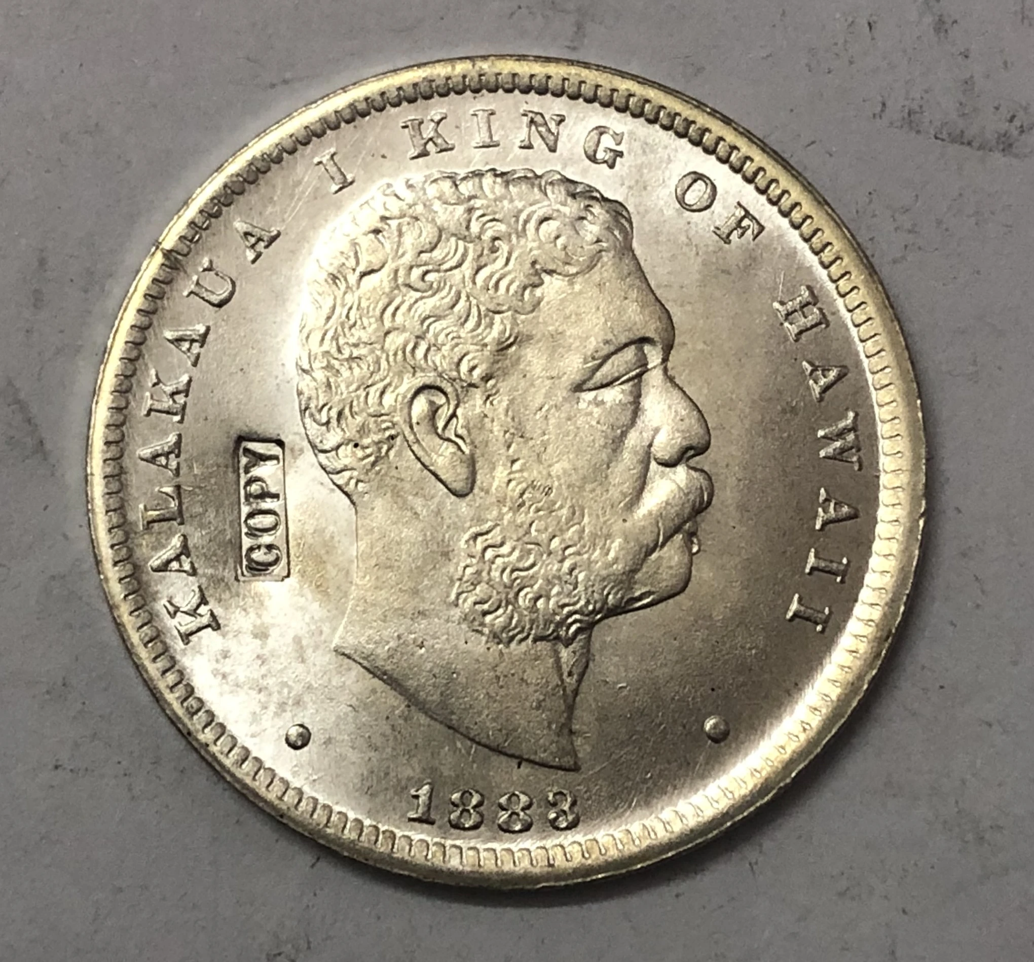 1883 Hawaii 1/2 Dollar silver Plated coin Copy