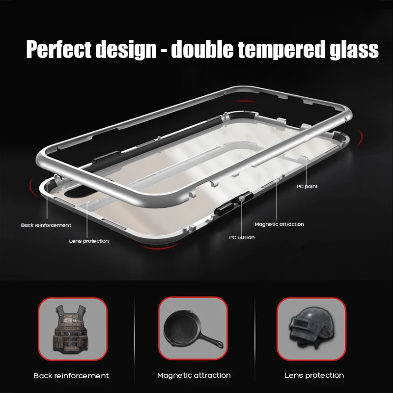 360 магнитный чехол для iPhone 7 6s Plus закаленное стекло 8 X XS MAX XR заднее |