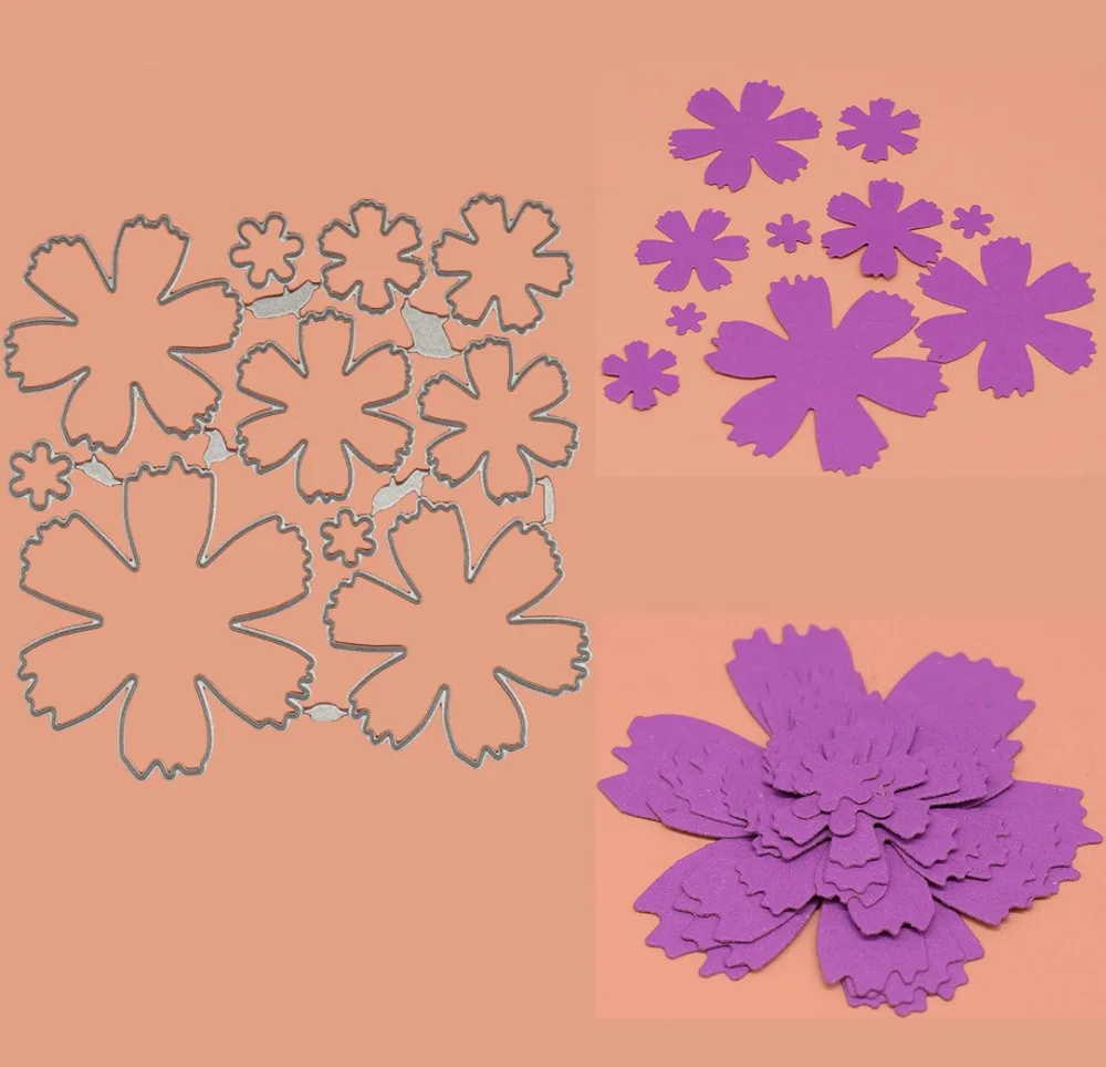 10 шт./компл. большой размер 3D цветок металлические штампы трафареты для сделай