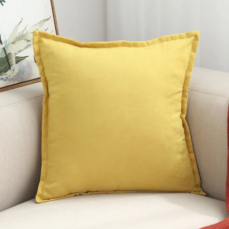 yellow Однотонный замшевый чехол для подушки, синий, зеленый, серый, оранжевый, розовый, декоративная наволочка для подушки, пиломатериал, чехол для подушки 45X45 см/30x50 см/60x60 см - Цвет: yellow