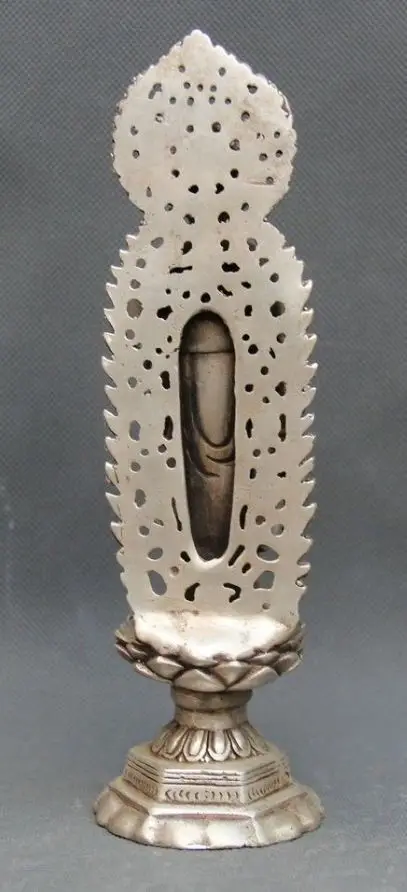 Miao Silver Carving Efficacy Kwan-yin Barefoot On The Holy Lotus Noble Statue | Дом и сад