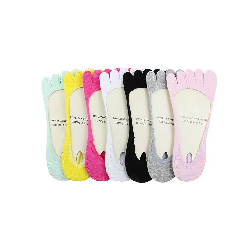 

3pairs Women Socks Summer Trendy Solid Color Five Finger Toes Cotton Female Boat Socks Meias Sox Invisible Girls Lady Funny Sock