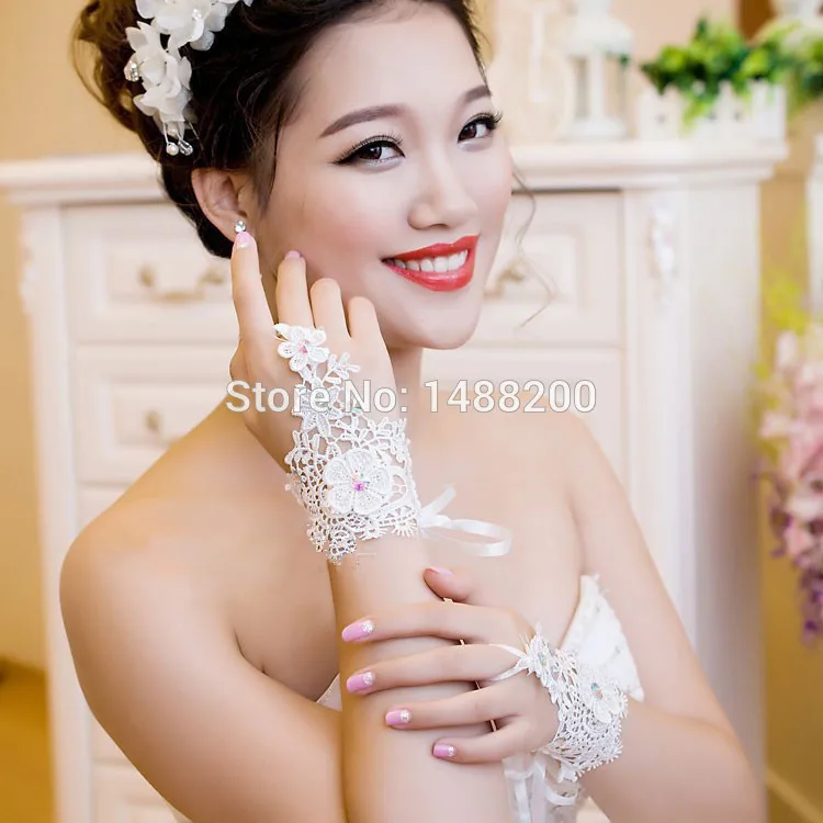 Gants mariage новые кружевные свадебные перчатки белый/слоновая кость длина запястья без пальцев женские перчатки свадебные аксессуары luvas de noiva
