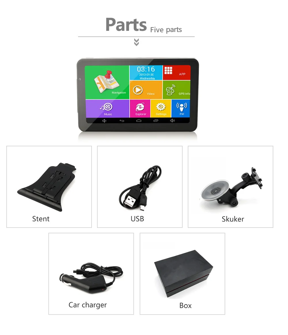 Видеорегистратор с 7 дюймовым дисплеем четырёхъядерным процессором Android Wi Fi GPS