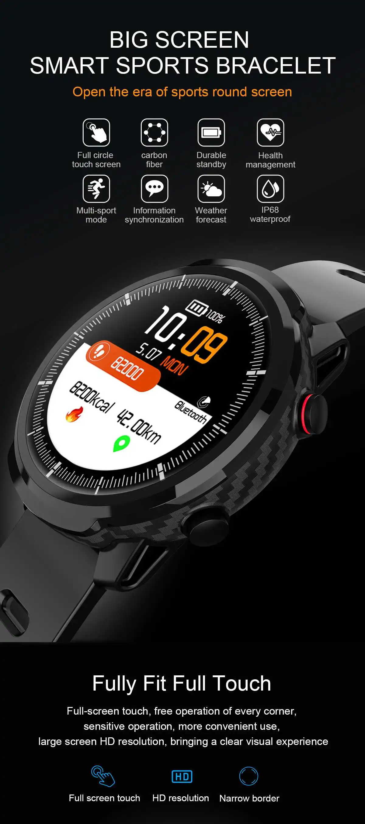 Новое поступление S10 Full-Touch HD экран IP68 Смарт Браслет для измерения кровяного давления кислородная погода дисплей Smartwatch для дропшиппинг