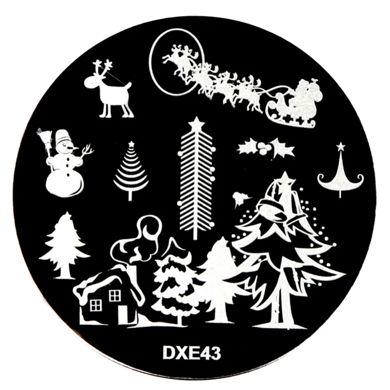 13-DXE43 ELECOOL DIY Рождественская серия круглые пластины для штамповки ногтей из нержавеющей стали Шаблон для штамповки Леди Женщины Девушка штамповки - Цвет: 13-DXE43