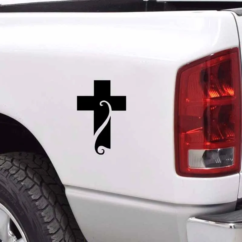 

YJZT 8.4CM*12.7CM Cross Jesus Vinyl Car Motorcycle Stickers Decal Black/Silver C13-000289