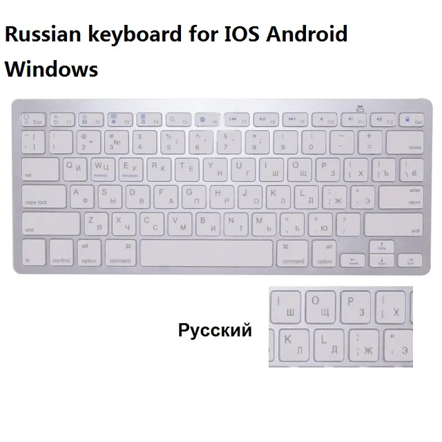 Russian Французская, русская, английская, испанская Беспроводная клавиатура Bluetooth 3,0 для планшета, ноутбука, смартфона, поддержка системы iOS, Windows, Android - Цвет: Russian