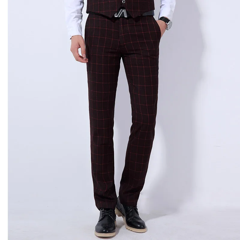 Мужской костюм брюки клетчатые не гладить деловые формальные высокое качество