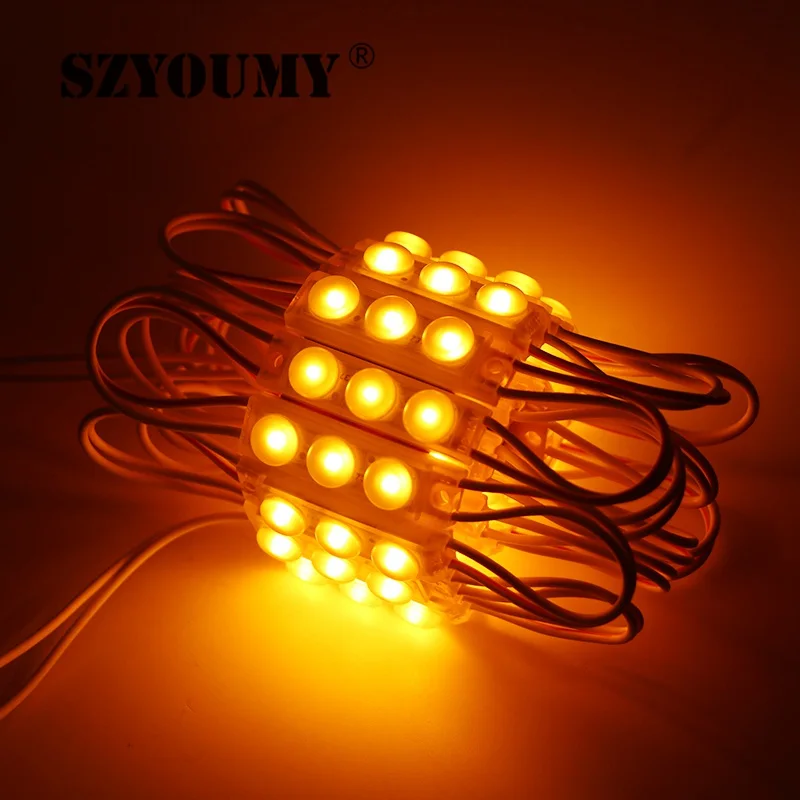 Цвет: желтый SZYOUMY светодиодный мини-модуль 2835 SMD Водонепроницаемый 3 светодиодный Инжекционный объектив СВЕТОДИОДНЫЙ знак рекламы подсветка DC12V для макияжа зеркало - Цвет: Цвет: желтый
