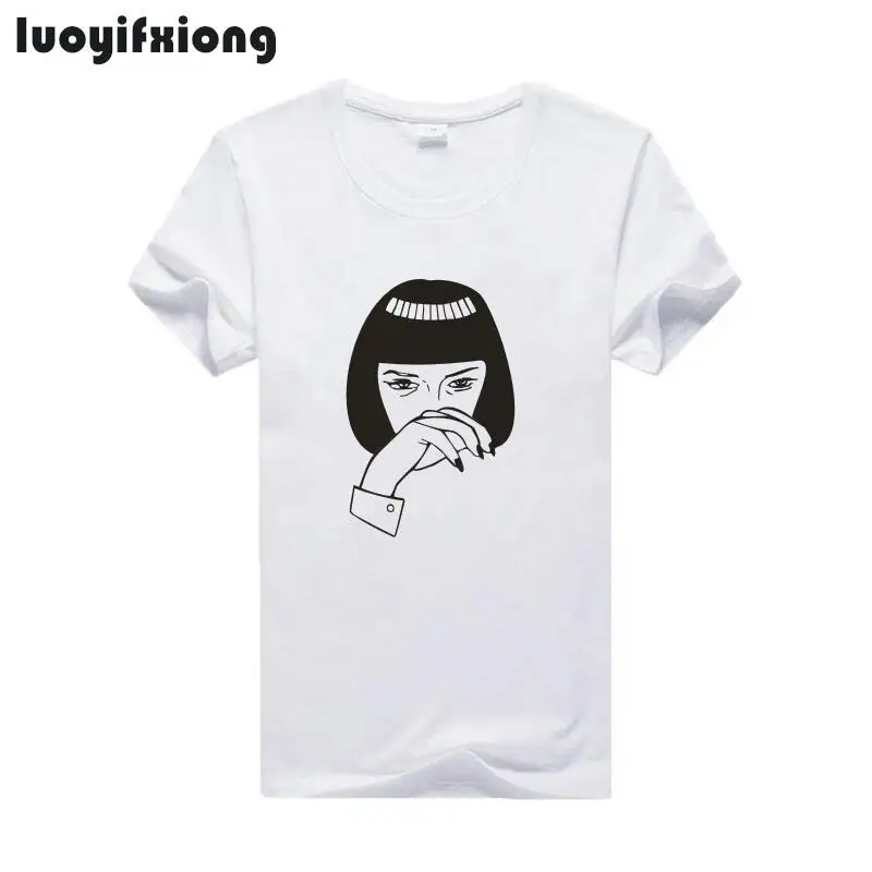 

Fashion Girl Print Shirt Graphic Tee Shirt Femme 2021 Summer Funny T Shirts Harajuku Tumblr Hipster Ladies Short Sleeve T-shirt