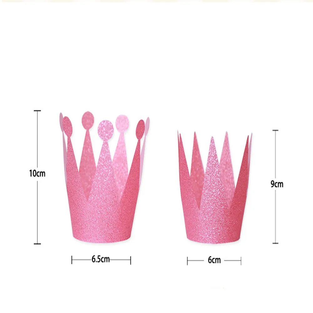 Pink B 6 шт. бумажные Детские Взрослые счастливые головные уборы на день рождения кепки принцессы принца вечерние шапочки ручной работы Корона душ украшения для малышей Подарки для мальчиков девочек - Цвет: Pink B