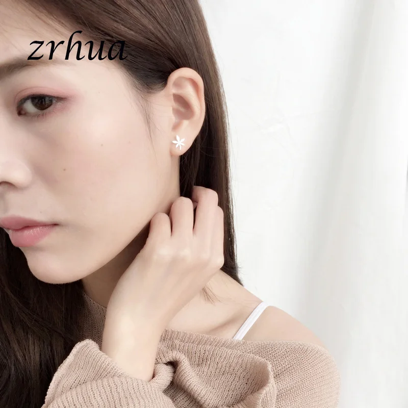 ZRHUA/, клевые серьги из стерлингового серебра 925 пробы для девочек, милые животные, цветок, сверкающие aretes, рождественские подарки для женщин, влюбленных