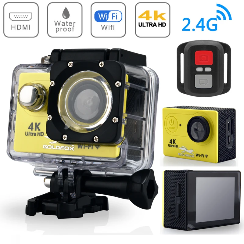 GOLDFOX H9R/H9 4K HD экшн-камера WiFi 1080P Пульт дистанционного управления Спорт DV go Водонепроницаемая профессиональная видеокамера шлем видео автомобиля