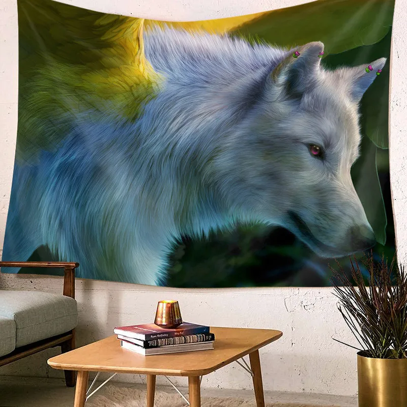 Прямоугольный гобелен волка настенный индийский Настенный декор хиппи гобелены