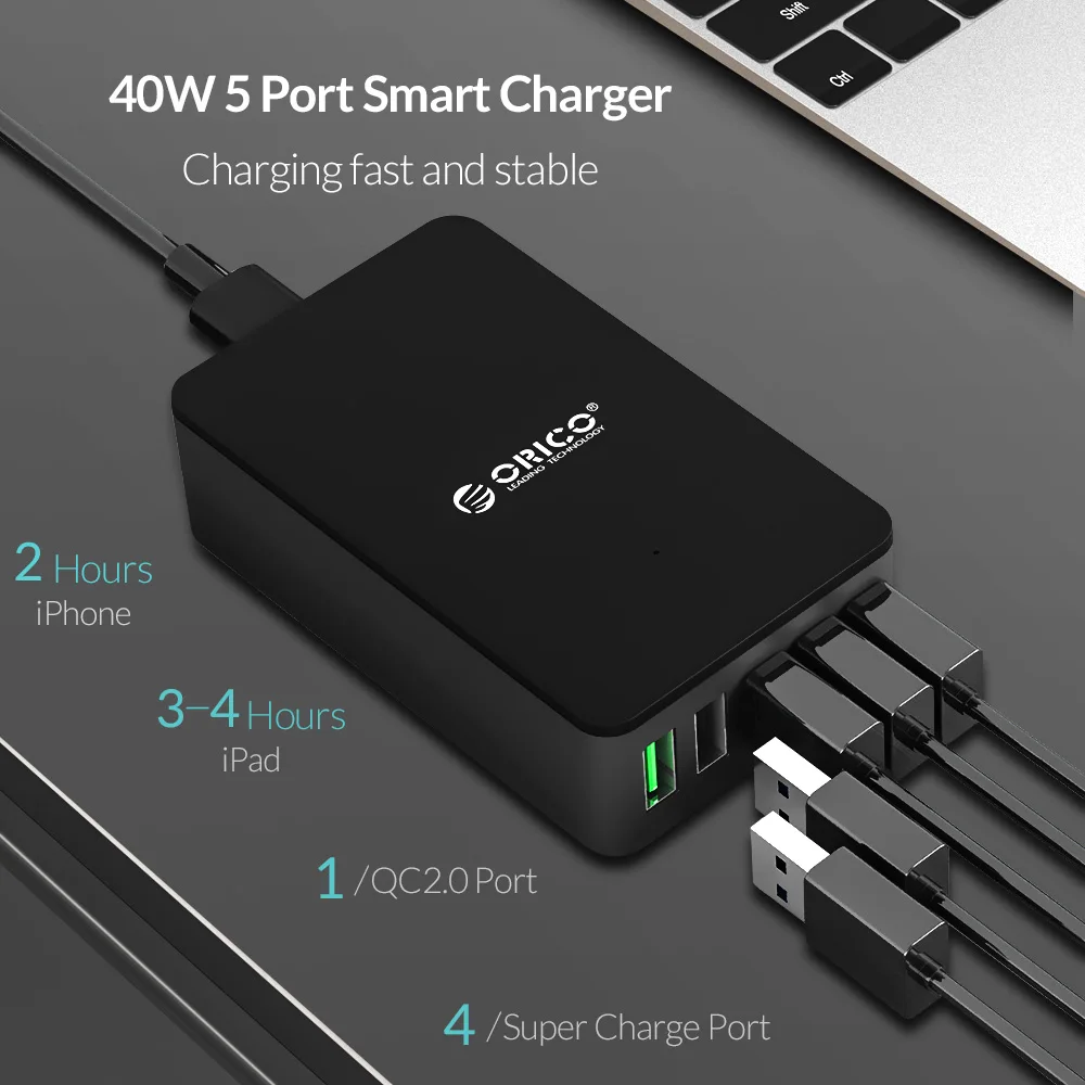 ORICO 4 порта настольное зарядное устройство QC2.0 быстрое USB Универсальный смарт