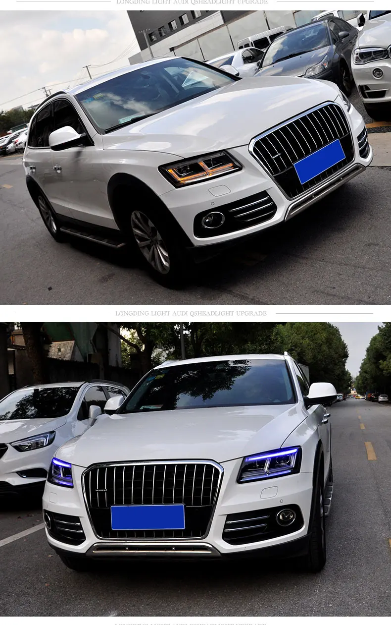 Стайлинга автомобилей H7 корпус передней фары для Audi Q5 2009- фары чехол для Audi Q5 светодиодный фар DRL Объектив Двойной Луч Биксеноновая