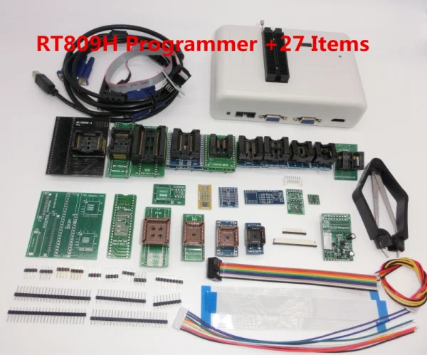 RT809H памяти на носителе EMMC-программирование Nand Flash+ 55 предметы с BGA48 BGA63 BGA64 BGA169 адаптер RT809H Встраиваемая мультимедийная карта памяти Nand флэш-накопитель TSOP48 - Цвет: RT809H 27 ITEMS