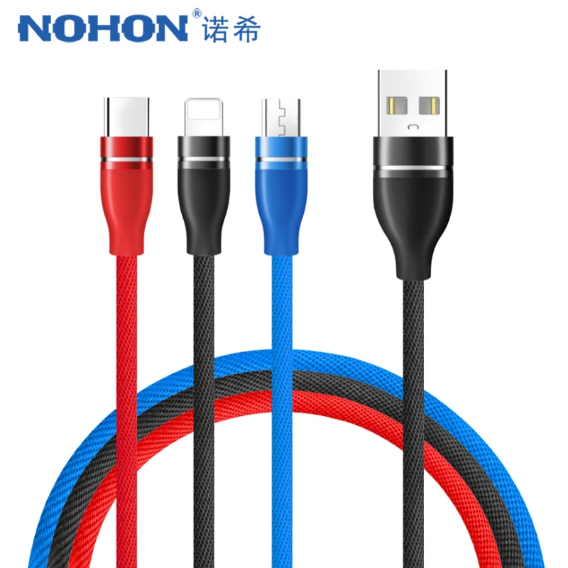 NOHON Универсальный 3 в 1 кабель зарядного устройства для iPhone X 7 8 6 Plus Micro usb type C samsung