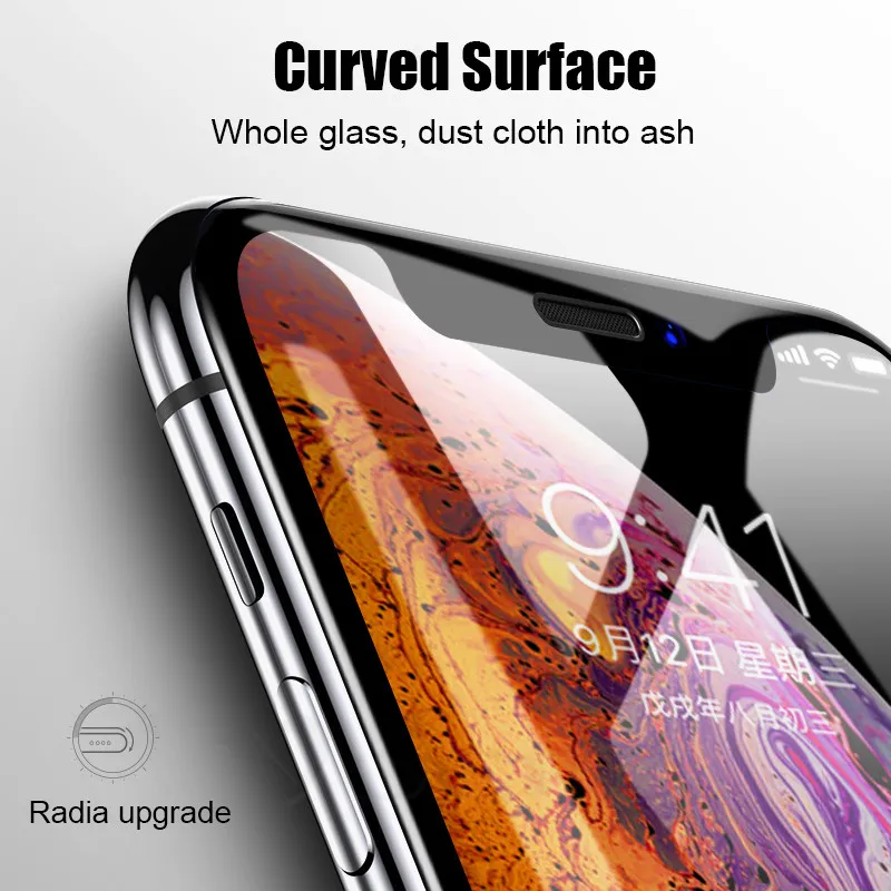 9D полное покрытие закаленное стекло для iPhone X XR XS Max Защита экрана 6 6s 7 8 Plus Защитная