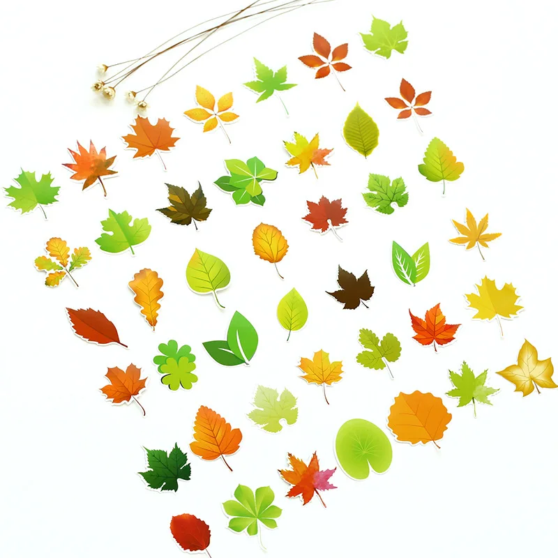 46PC/Pack Cute Leaf Scrapbooking Stickers Diary DIY Decorative Seal Paste Embellishments Creative Material Craft Paper | Дом и сад