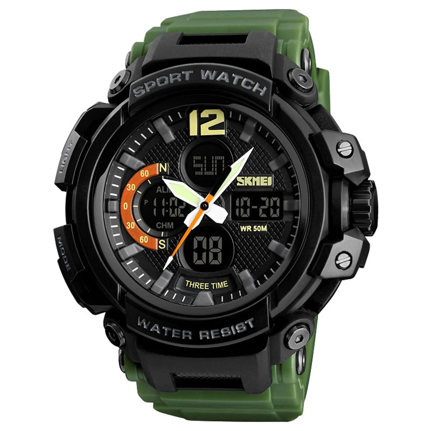 Army Green Skmei мужские часы 50 м водонепроницаемые цифровые модные часы для спорта на открытом воздухе мужские электронные часы мужские часы модные часы мужские - Цвет: Army Green