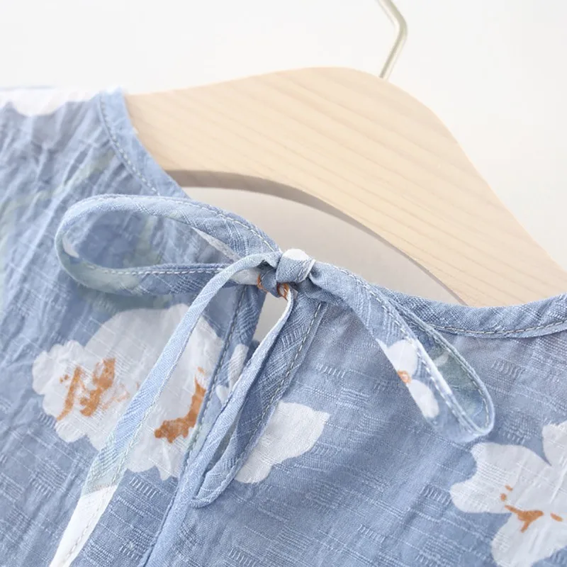 Летнее Повседневное платье для маленьких девочек с цветочным принтом хлопковые