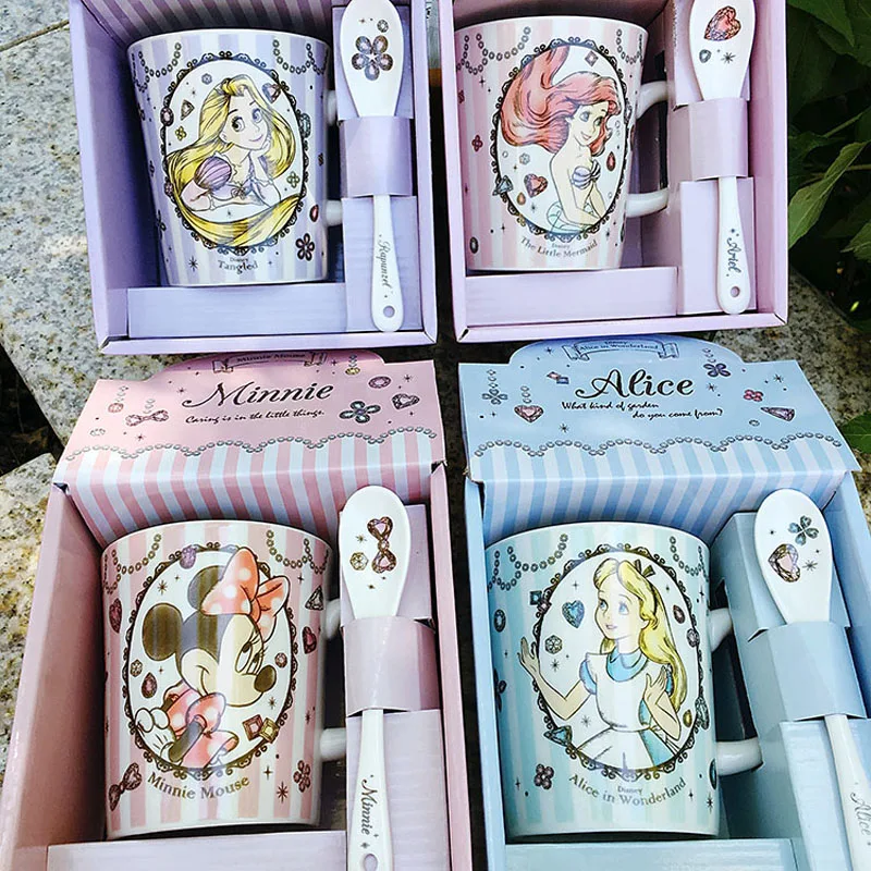 Красивая кружка с героями мультфильмов маленькая Русалка Ариэль Алиса Рапунцель