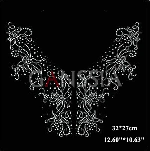 

5pcs/lot Elegant floret hot fix rhinestone for neckline Heat transfer motif for garment DIY accessories embellishment (ss-4066)